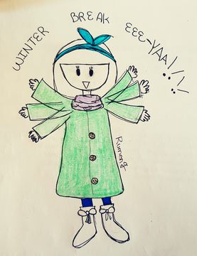 Sketch of a person - title: "winter break"