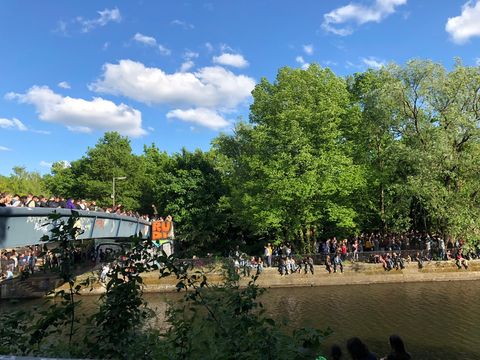People at a river in Berlin