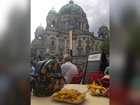 Food in Front of a Building