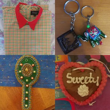 Gifts: Traditional Shirt, Handmade Mirror, Keychain, Gingerbread Heart