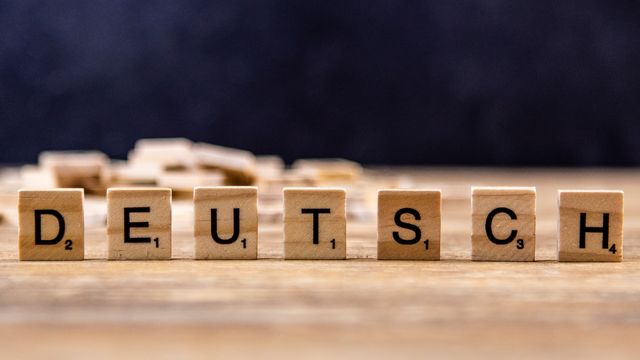 Scrabble stones, it reads the word Deutsch