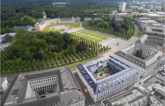 The campus of the Karlsruhe Institute of Technology (KIT) from above (aerial view)