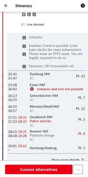 You can also view new estimated arrival time easily through the DB app