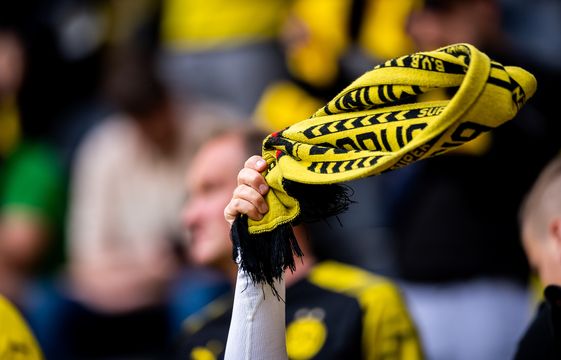 Borussia Dortmund supporter waving scarf