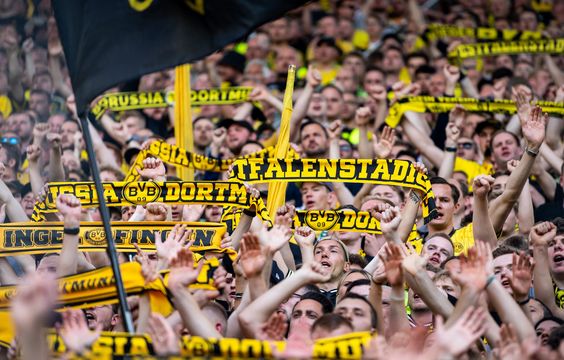 Borussia Dortmund supporters cheering for their team