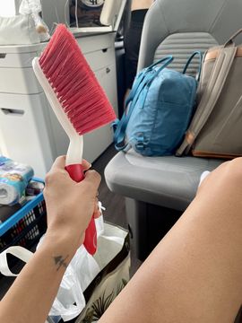 Red cleaning brush