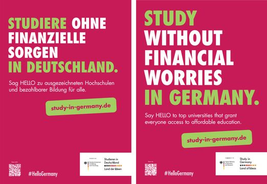 Kampagnenposter #HelloGermany Studiere ohne finanzielle Sorgen