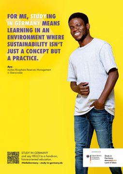 Poster: Student with a quote about studying in Germany