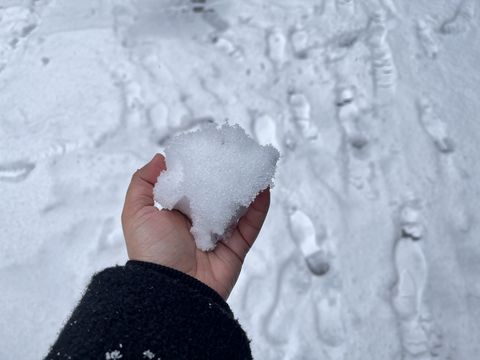 A snowball in Sifat's hand.