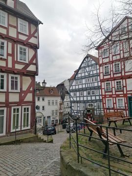 The upper town with the half-timbered houses in Marburg (on the Lahn)