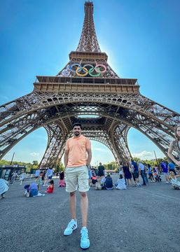 Umar in front of Eiffel Tower, Paris