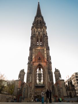 St. Nikolai tower viewed from a lower angle.