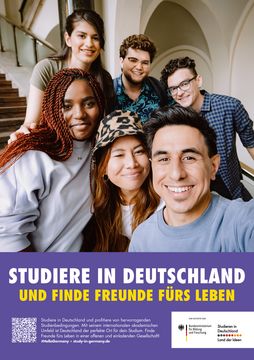 Study in Germany Gruppenposter "Freunde fürs Leben" lila