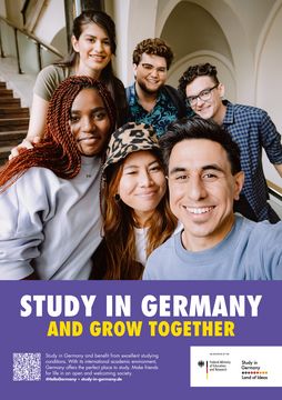 Gruppenposter "Study in Germany and grow together", lila