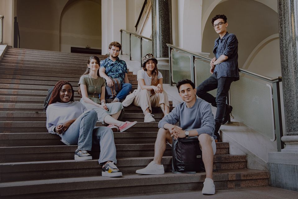 Group of students at the stairs